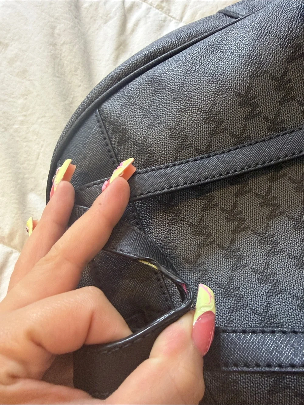 Michael Kors Gray & Black Signature Mini Backpack